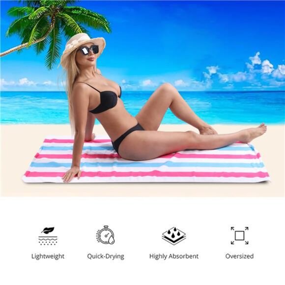 4 Pack Large Oversized Beach Towels Set 30"*60" Cabana Stripe Pool - Picture 5 of 7